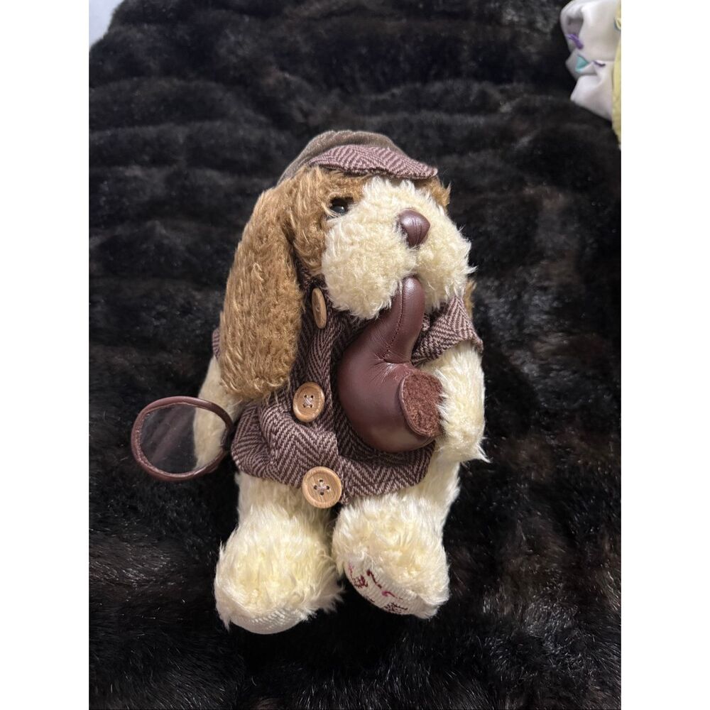 First & Main Sherlock Plush Dog With Pipe Our Love Is No Mystery 9"